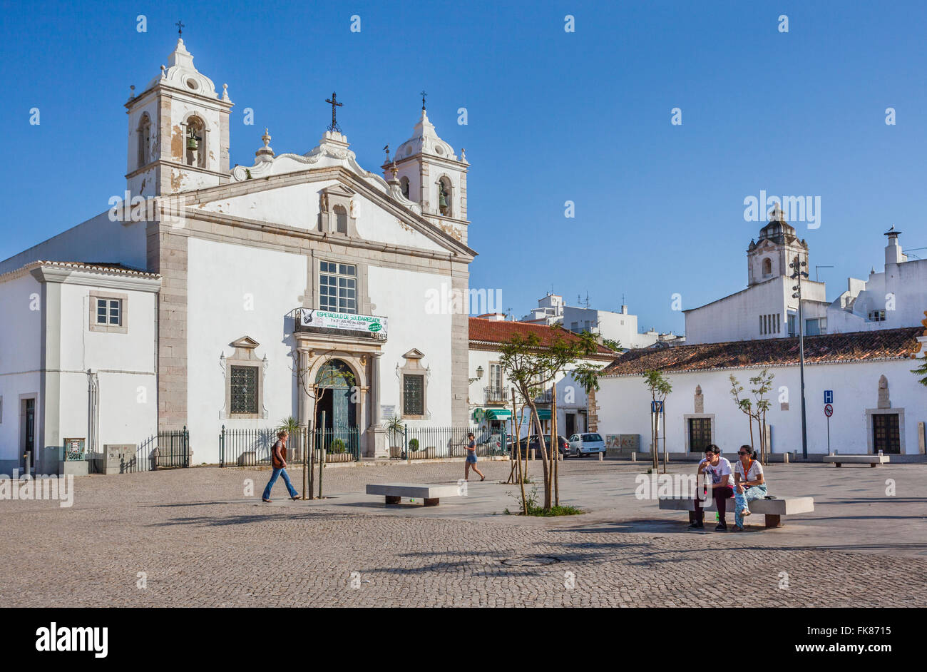 Portugal, Algarve, Lagos, Kirche Santa Maria in Infante Dom Henrique Platz im historischen Zentrum von Lago Stockfoto