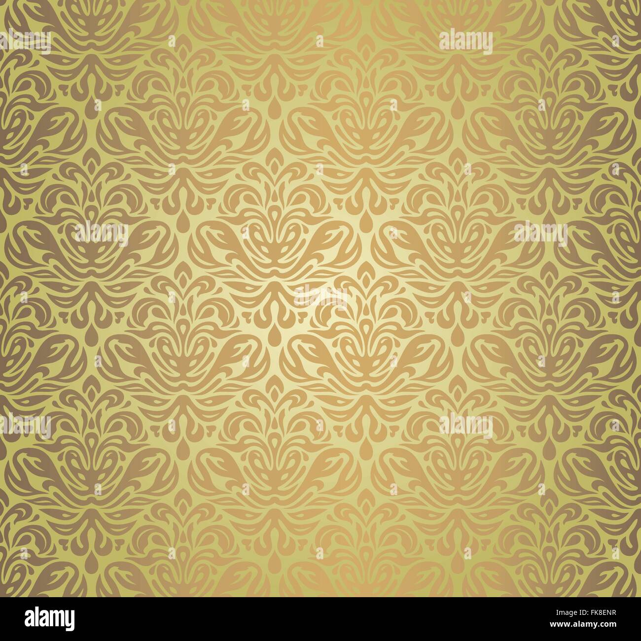 Grüne & braun Vintage Muster dekorative nahtlose Grunge Tapetendesign Stock Vektor