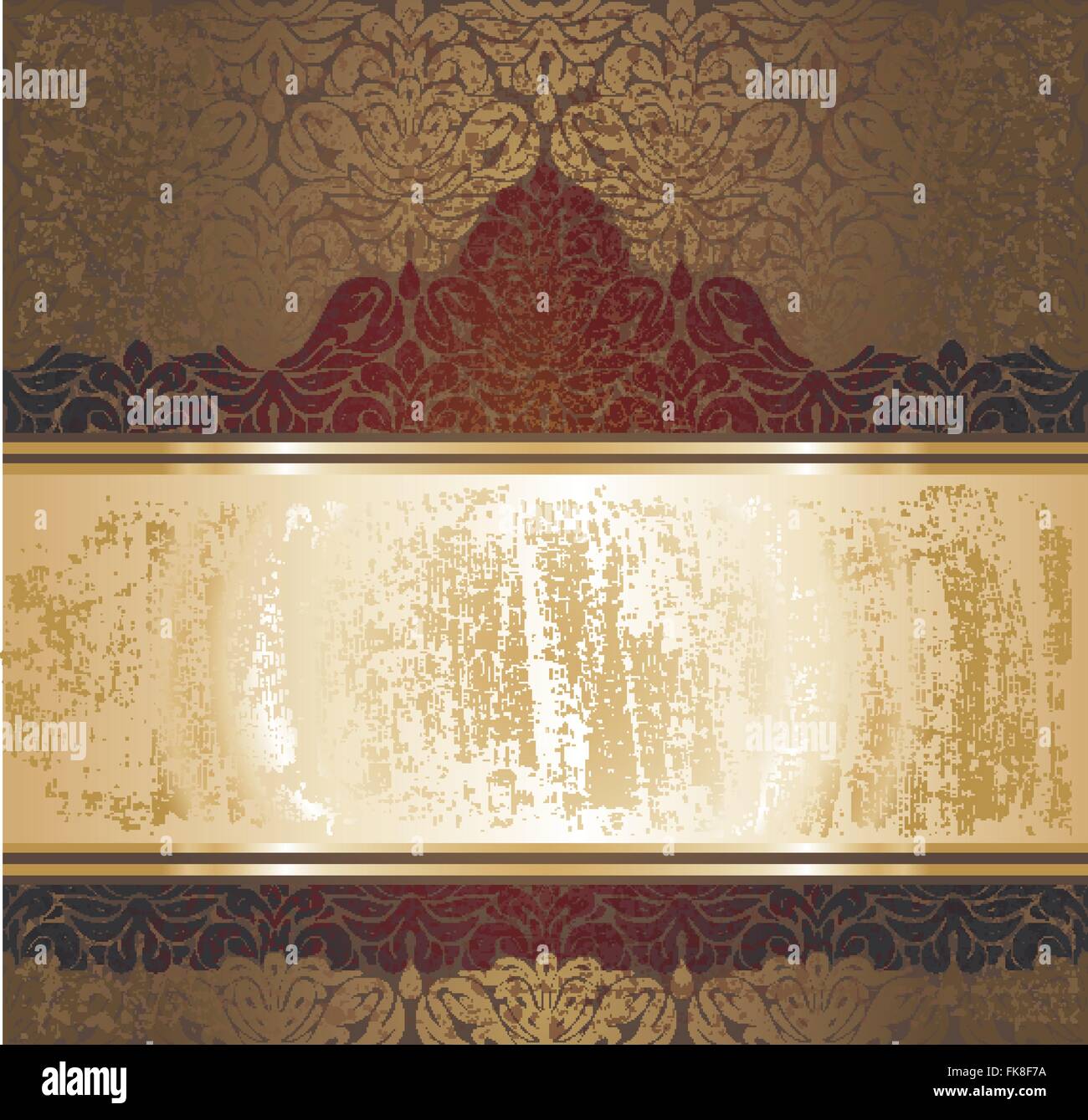 Dunkel braun Vintage Deko retro Grunge Einladung design Stock Vektor