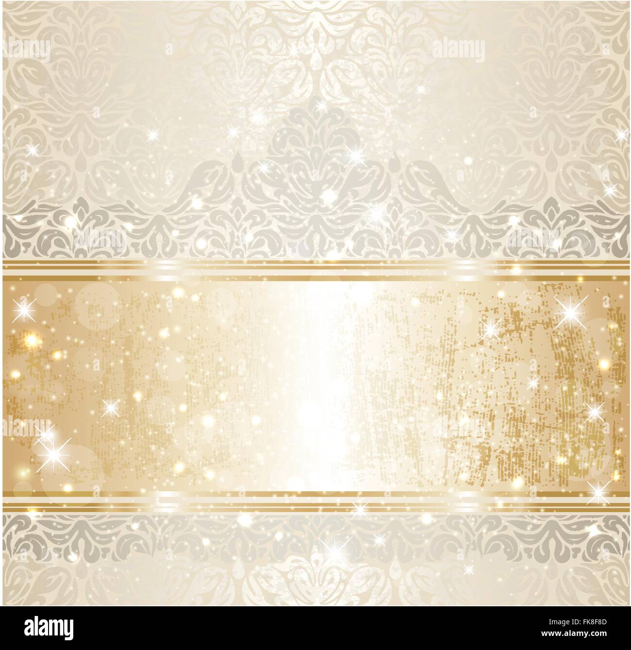 Helle glänzende Luxus Vintage Einladung Muster Hintergrund mit Gold und Silber Stock Vektor