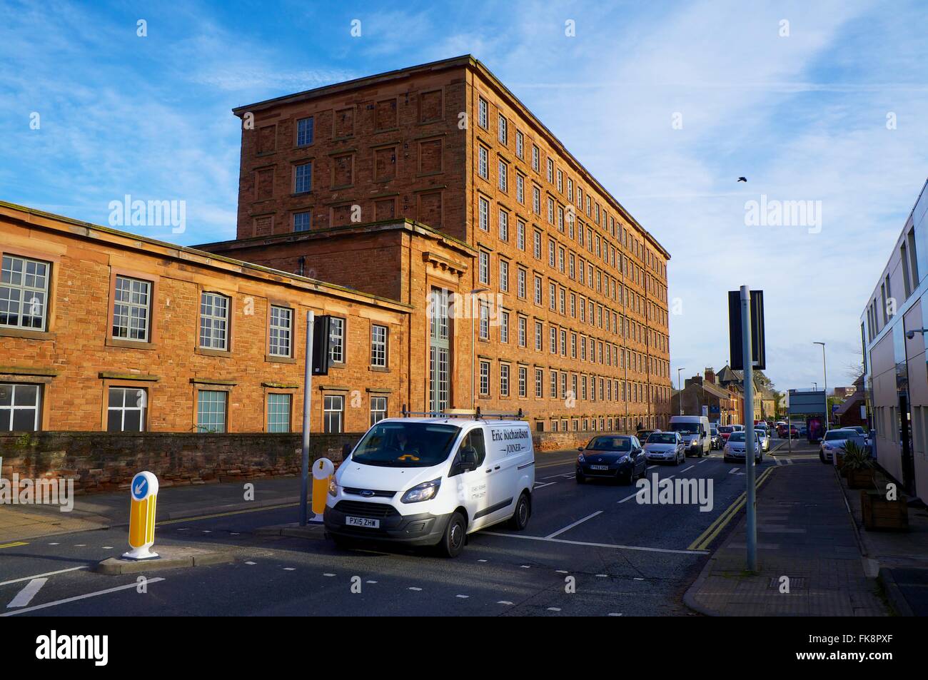 Shaddon Mühle. Ehemalige Textilfabrik. Kreuzung Straße, Shaddongate, Carlisle, Cumbria, England, Vereinigtes Königreich, Europa. Stockfoto