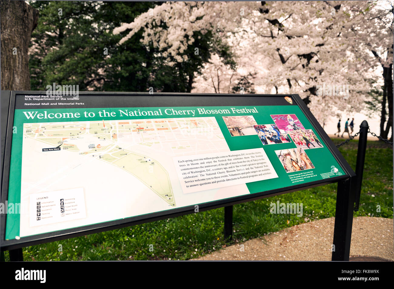 Washington DC Cherry Blossom Festival Hinweisschild Stockfoto