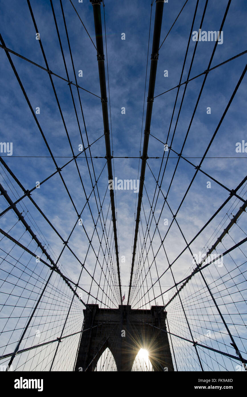Brooklyn Bridge über den East River - Brooklyn Bridge Stockfoto