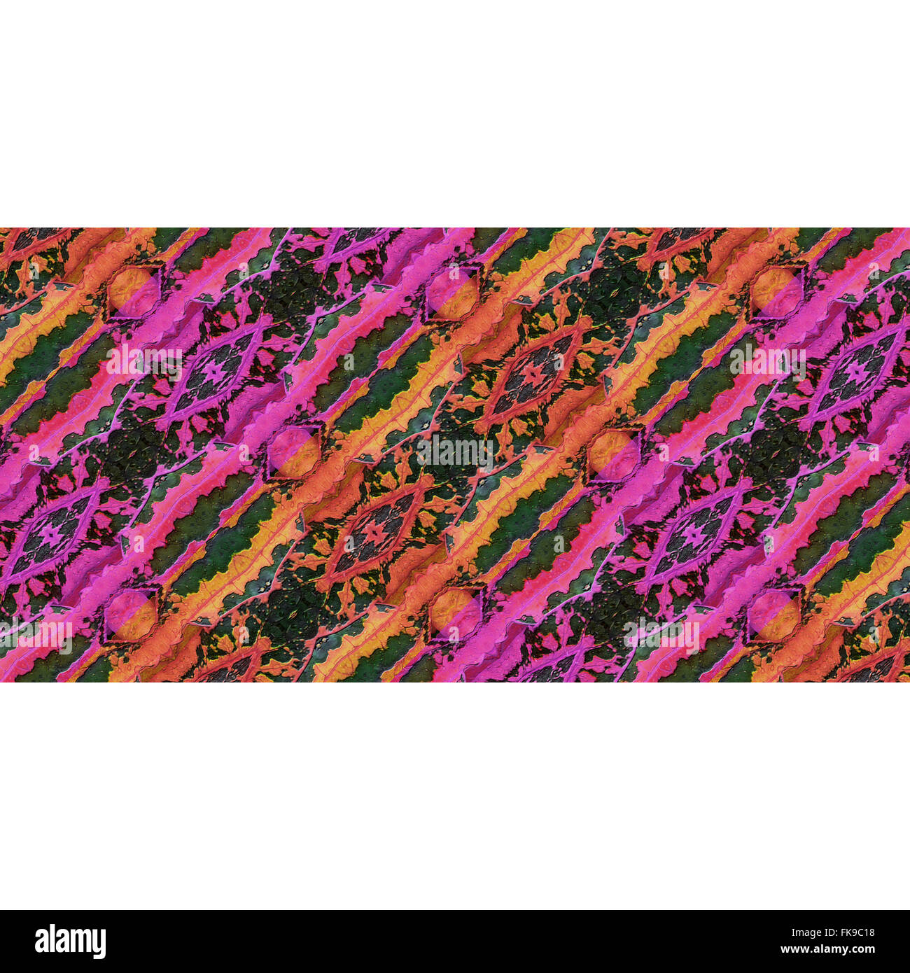 Digitalen Hintergrund mit horizontalen Streifen Muster stilisierte kunstvollen Blumenmotiv in leuchtenden Farben gemischt Stockfoto