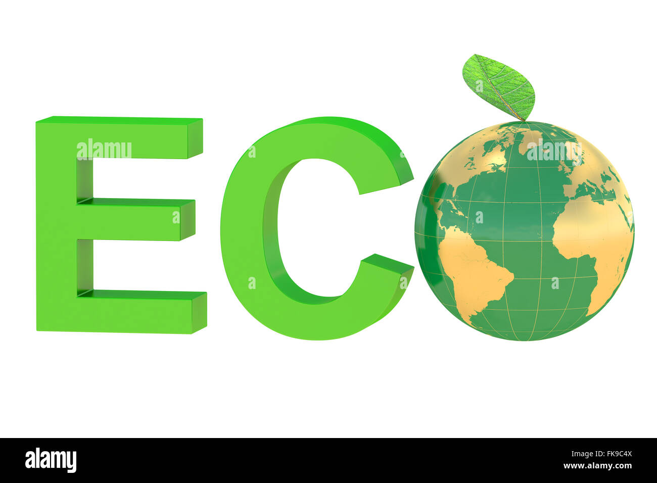 Eco-Konzept mit Globus isoliert auf weißem Hintergrund Stockfoto