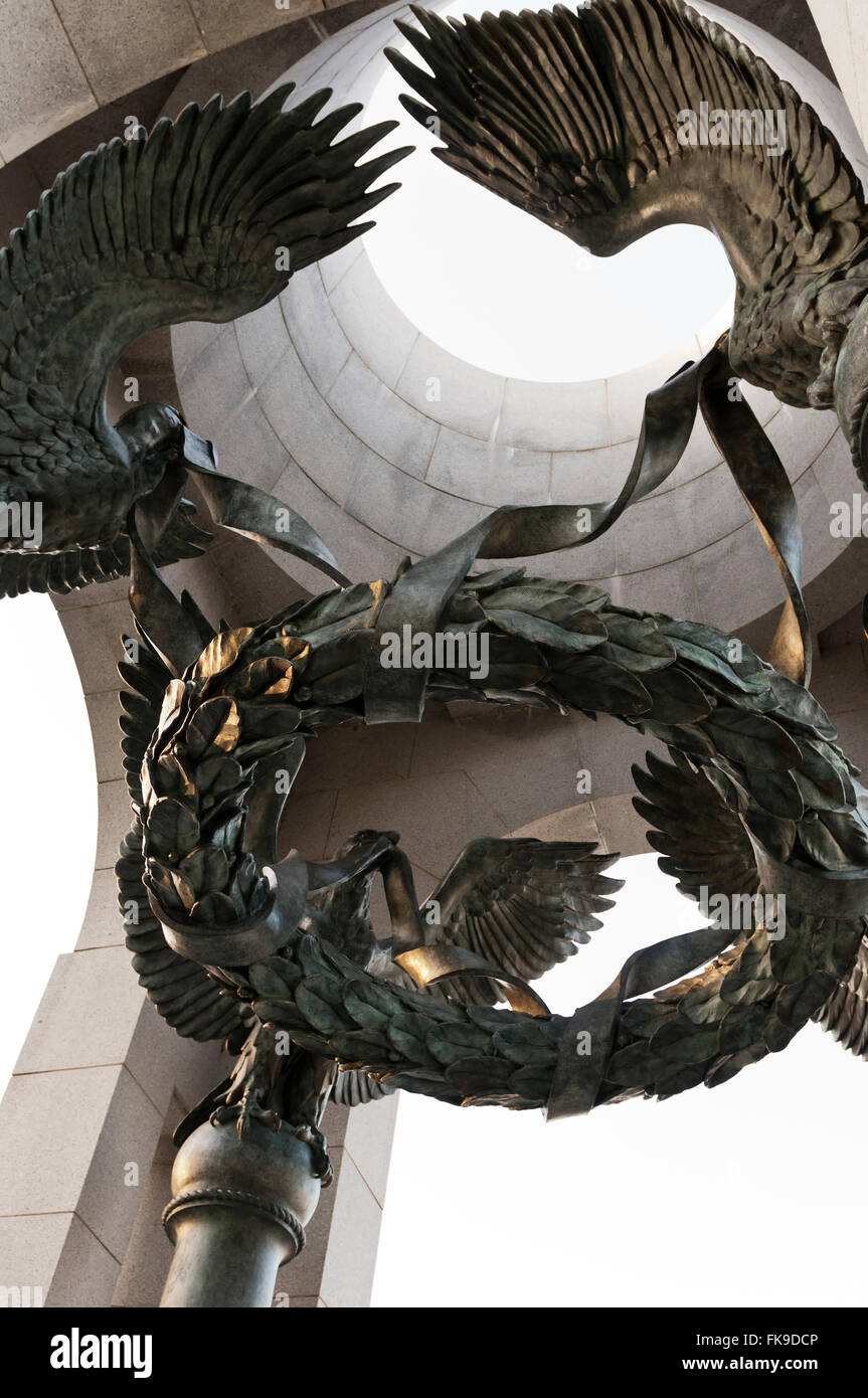 Eine Detailansicht einer Skulptur am WWII (2. Weltkrieg) Memorial in Washington DC. Stockfoto