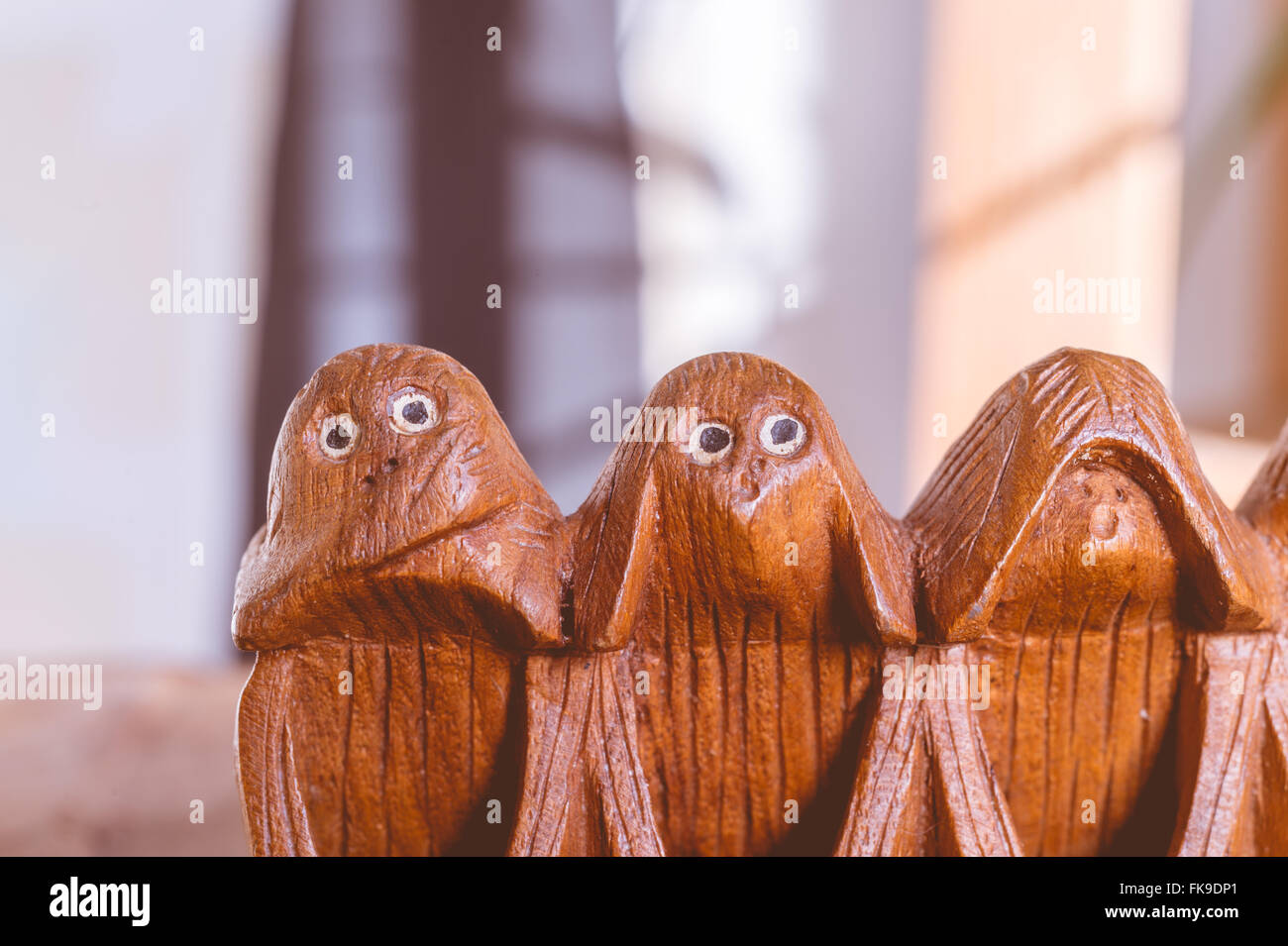 Drei Affen hören, sehen und sprechen nichts Böses Stockfoto