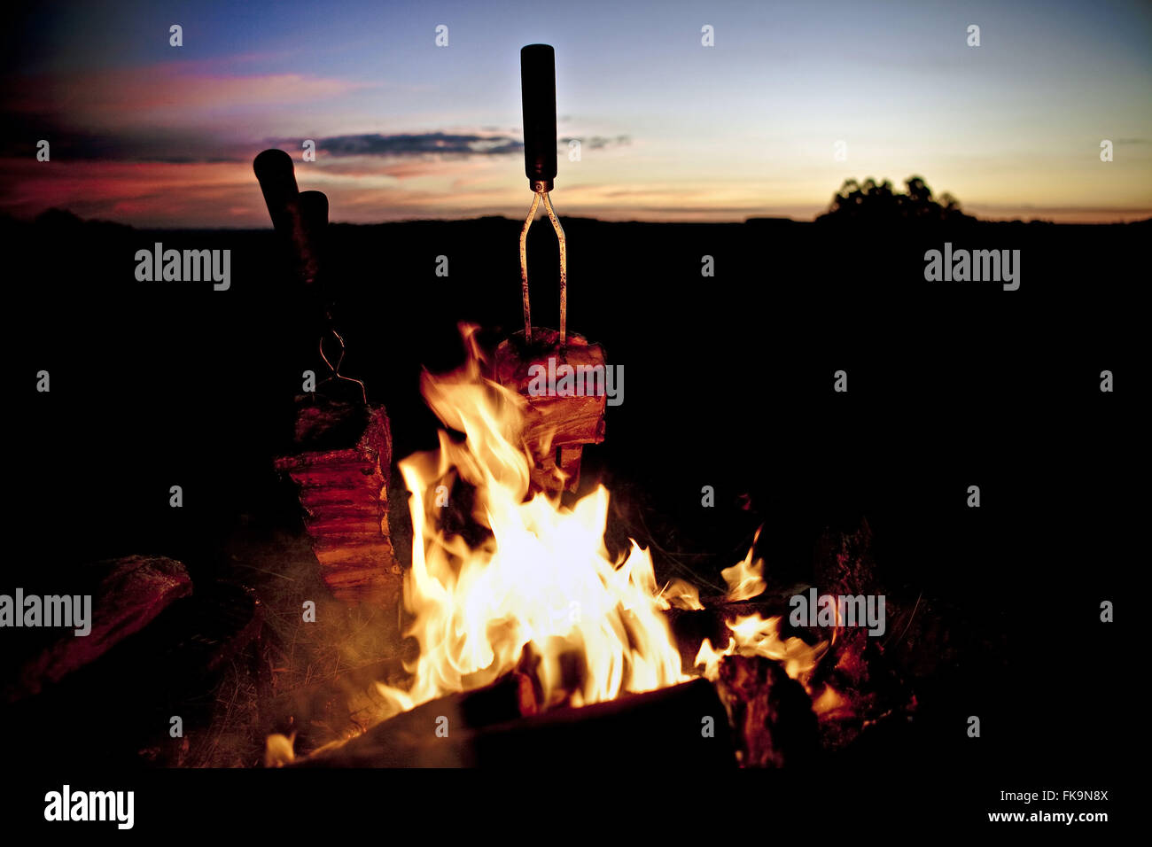 Fogo de Chao - traditionelles Gericht in der Küche Gaucho Grill Stockfoto
