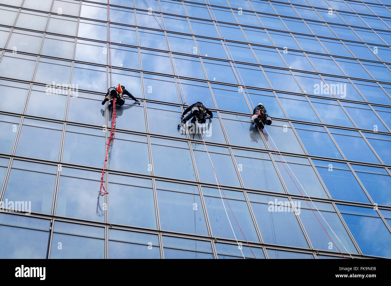 Fensterputzer Abseilen Im Walkie Talkie Building, 20 Fenchurch Street, London, Großbritannien. Stockfoto