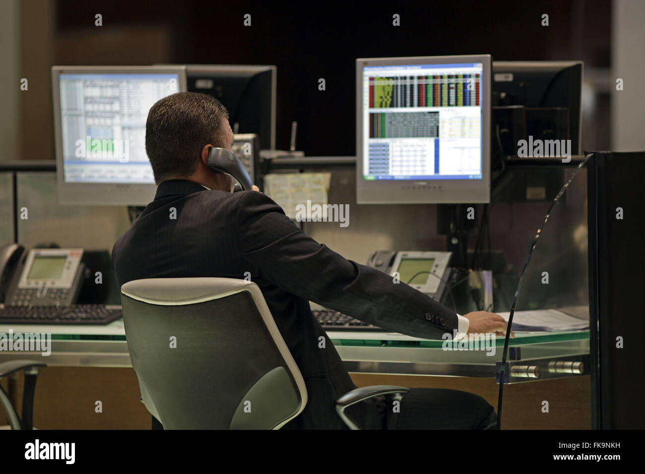 Business-Simulation das Hauptmenu, Tisch - BOVESPA - Bolsa de Valores de São Paulo Stockfoto