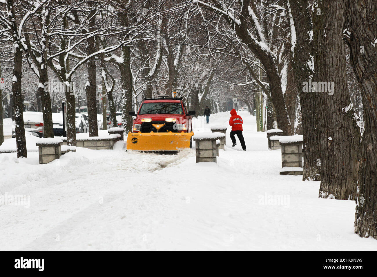 Montreal, Quebec, Kanada. 7. März 2016. Kanada Wetter: Schneeräumen Sie im La Fontaine Park in Montreal, que Kanada, 7. März 2016. Bildnachweis: Lee Brown/Alamy Live-Nachrichten Stockfoto