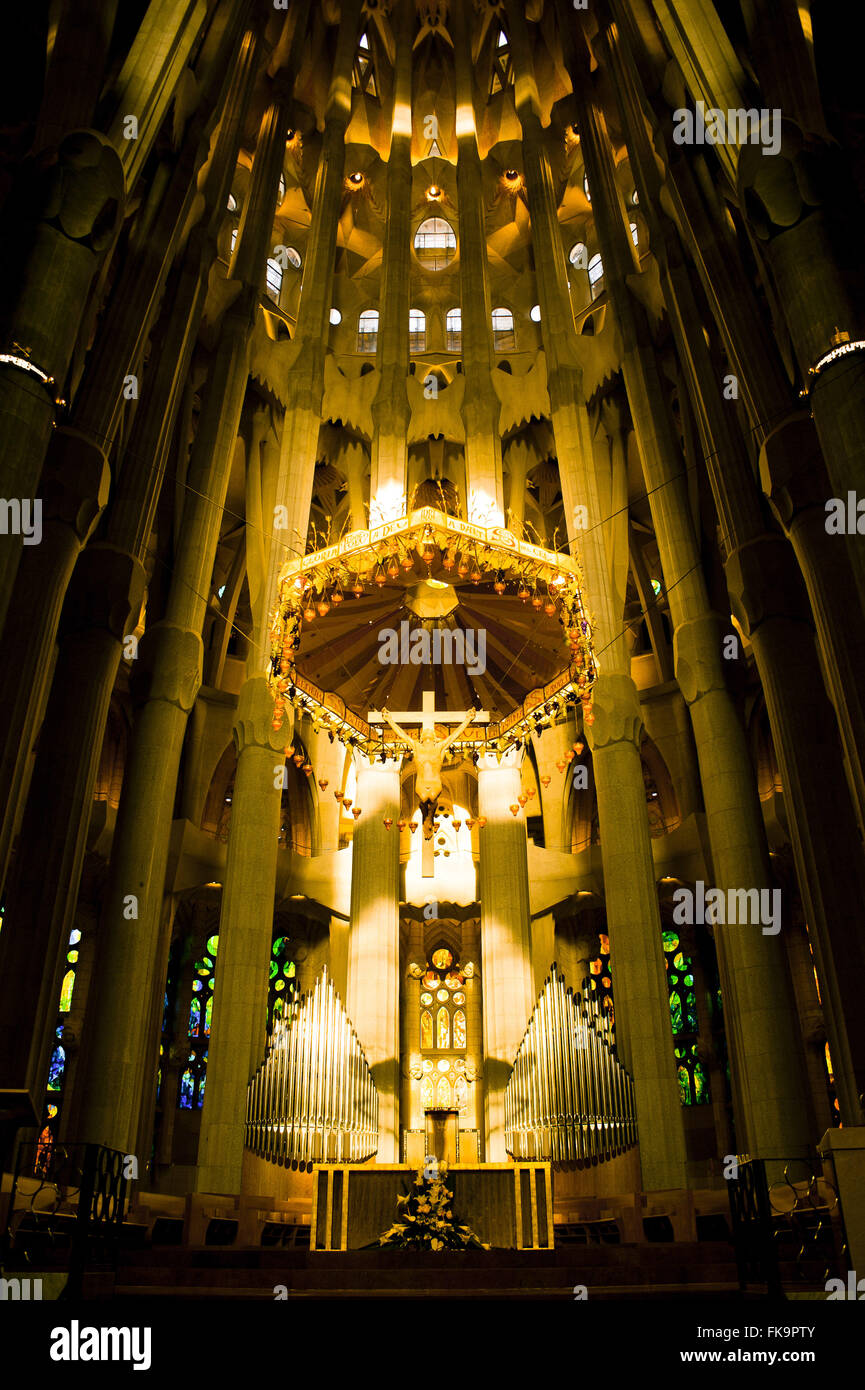 Innenansicht der Basilika Sagrada Familia - Antoni Gaudi-Projekt Stockfoto