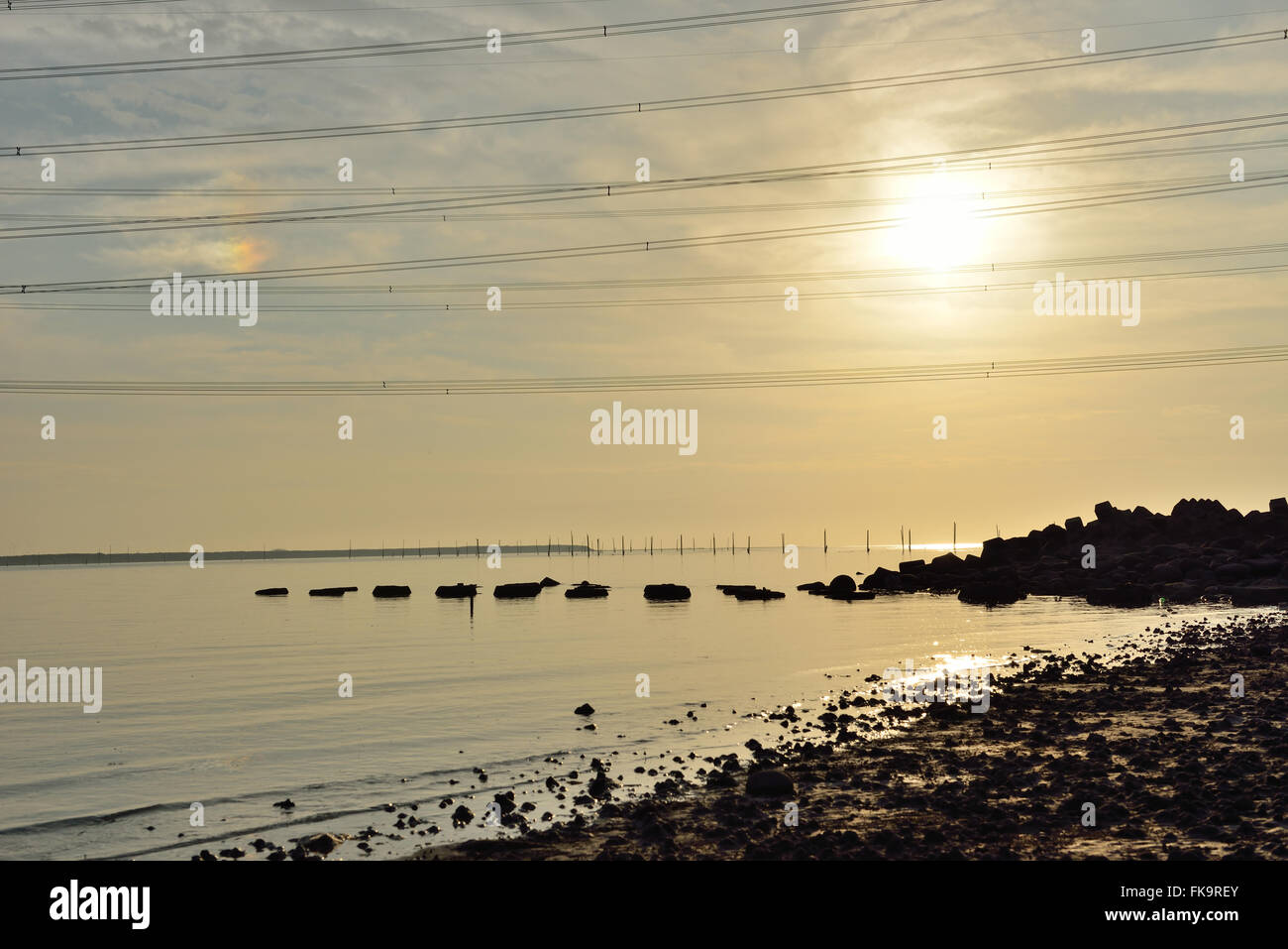 Das stimmungsvolle Leuchten, das bleibt für eine kurze Zeit nach Sonnenuntergang in Taiwan Stockfoto