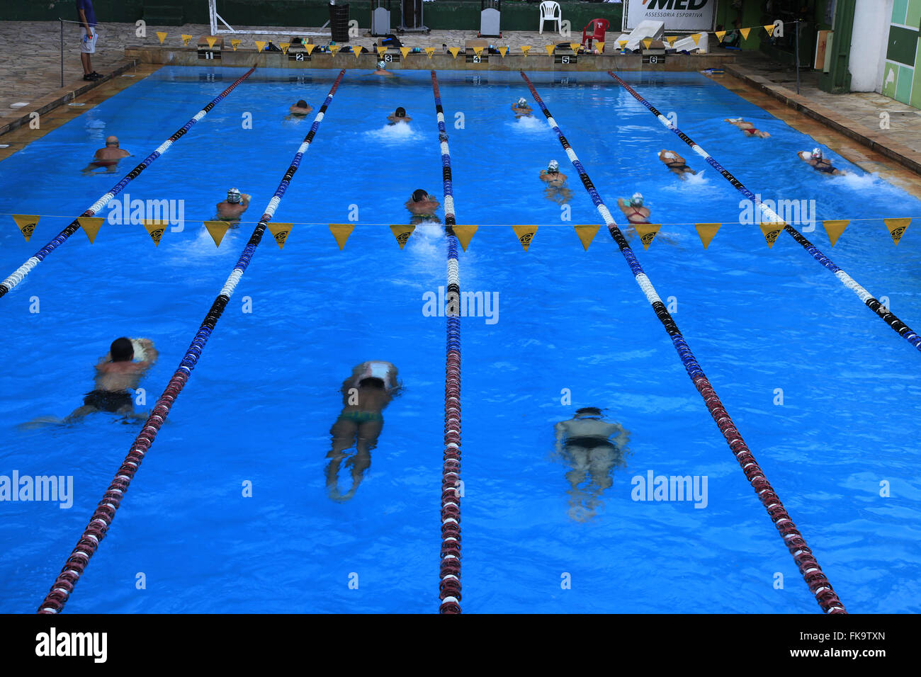Schwimmtraining in den halb-Olympischen Pool Athletic Association Academica Oswaldo Cruz Stockfoto