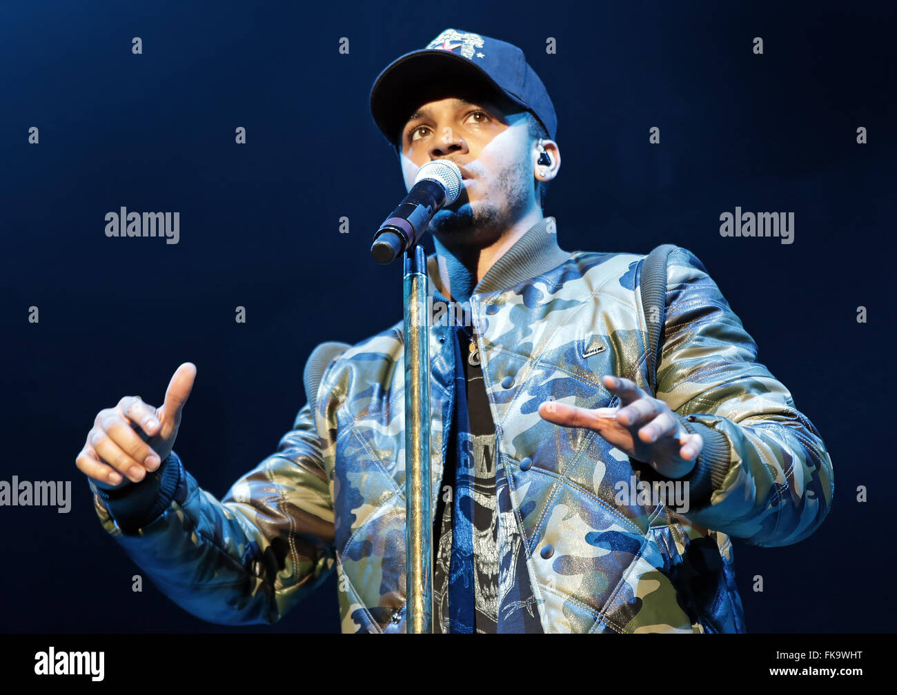 Aston Merrygold führt bei Manchester Arena Featuring: Aston Merrygold wo: Manchester, Vereinigtes Königreich bei: 4. Februar 2016 Stockfoto