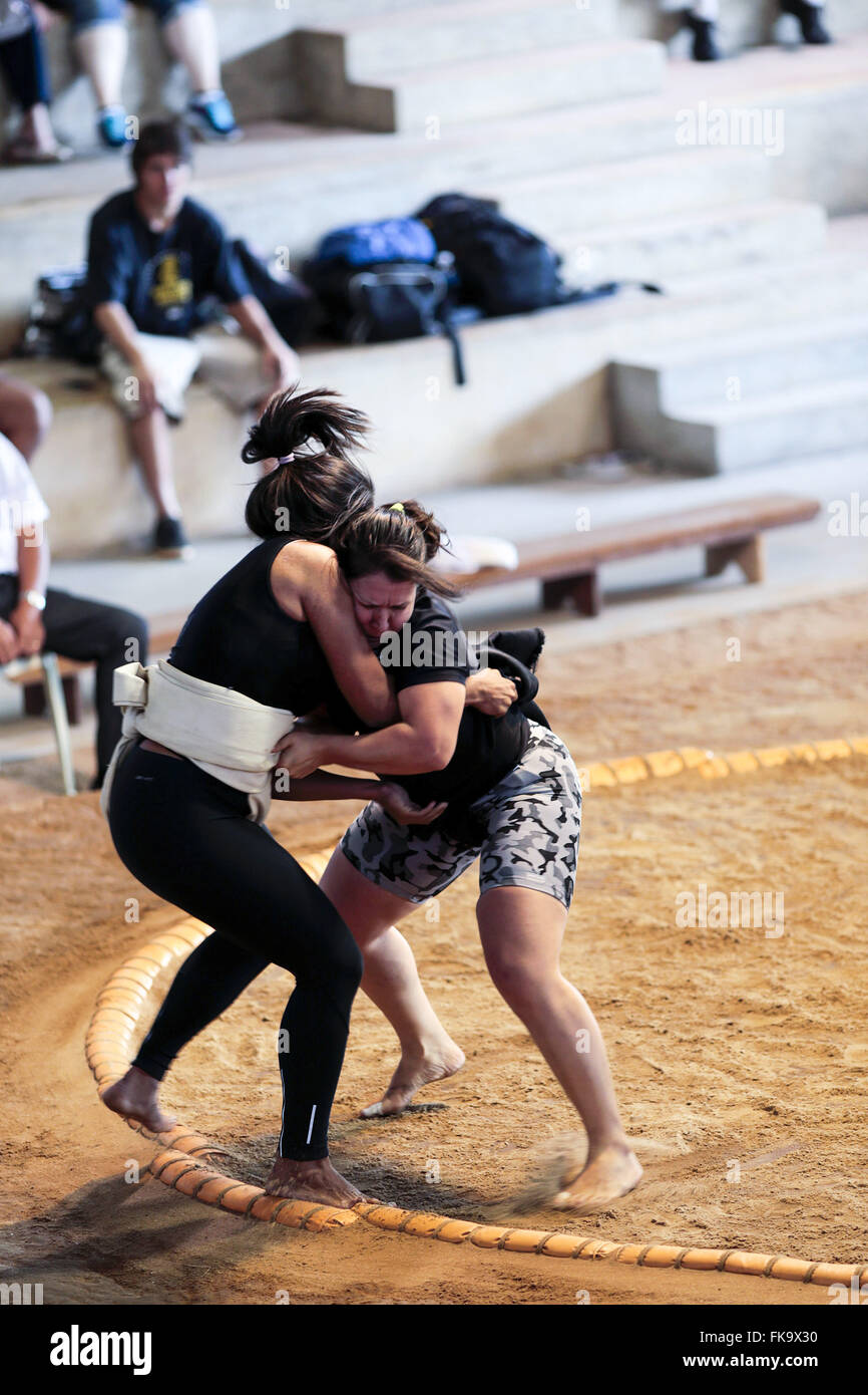 Selektiv für die Weltmeisterschaft im Sport Set Sumo Gymnasium und kulturelle Brasilien-Japan Stockfoto