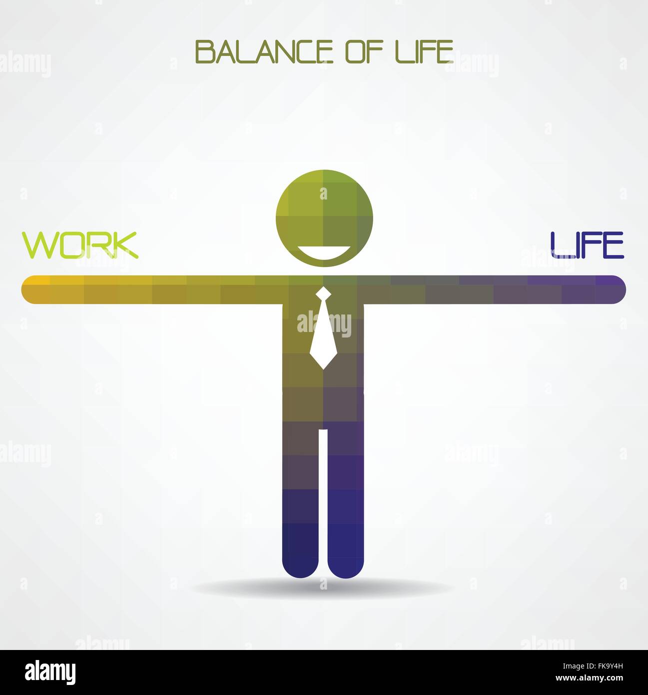 Gleichgewicht zwischen Arbeit und Leben Idee, Arbeit und Leben-Balance-Konzept, Work-Life-Balance, geometrische Geschäftsmann Zeichen Stock Vektor