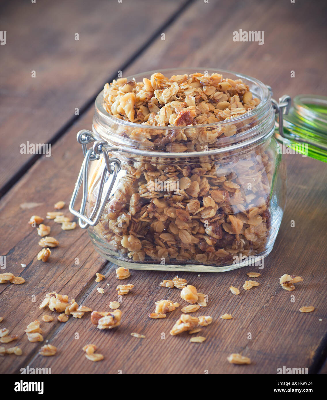 Müsli in einem Glas Stockfoto