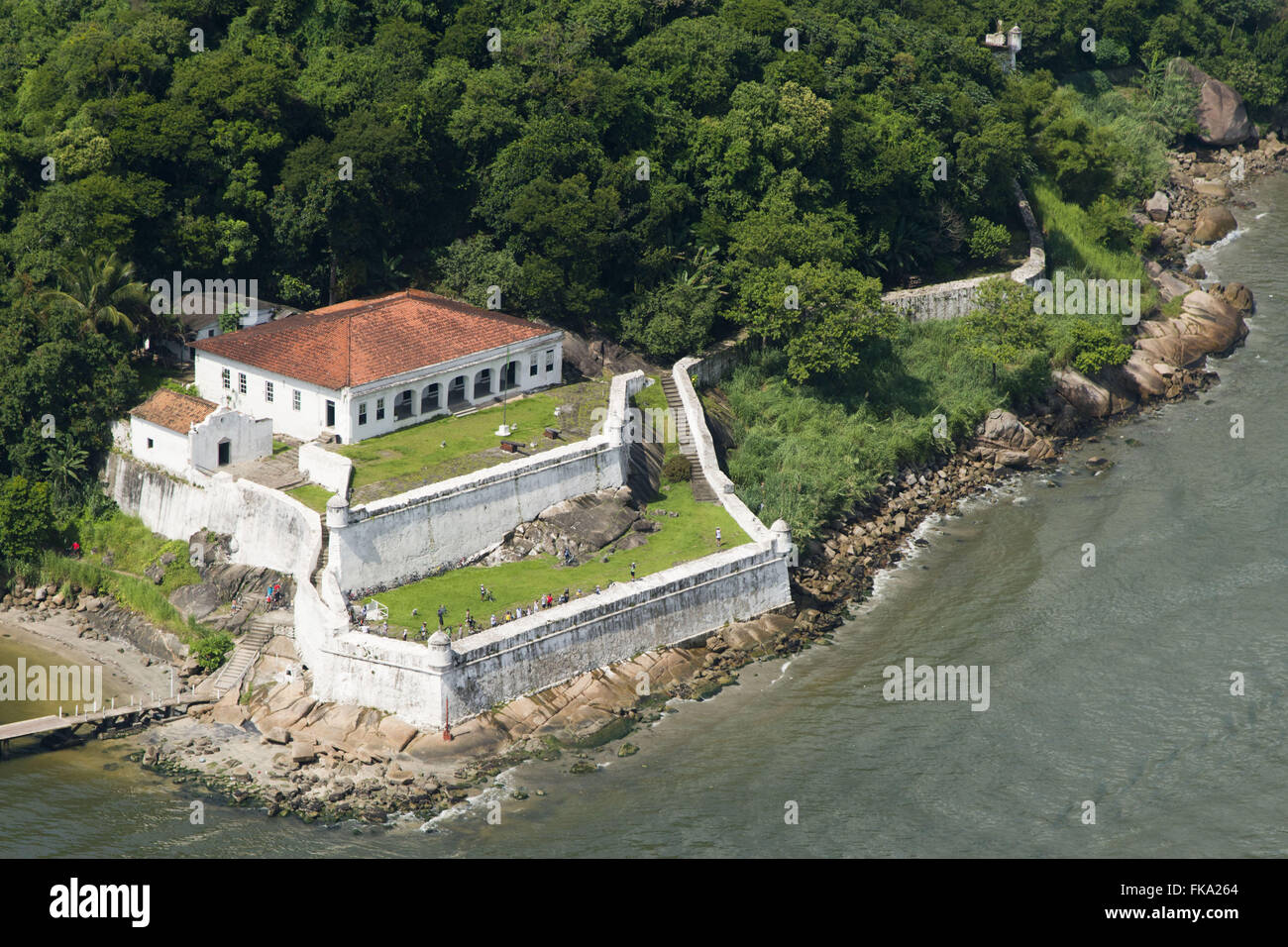 Luftaufnahme des Fortaleza-Fortaleza Praia Grande oder Santo Amaro da Barra Grande Stockfoto