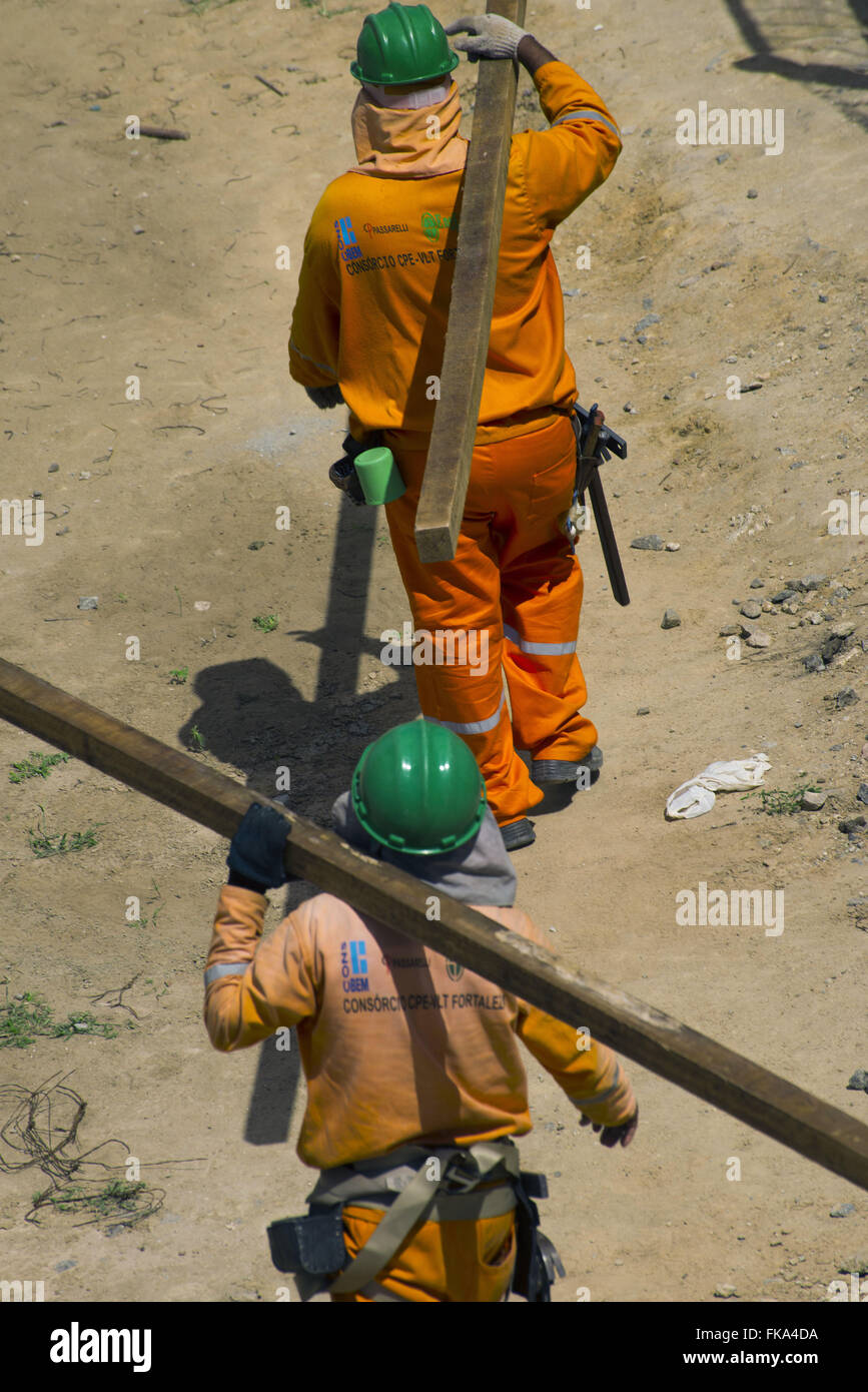 Aktivisten in die Arbeit der Light Rail Vehicle Fortaleza - VLT Stockfoto