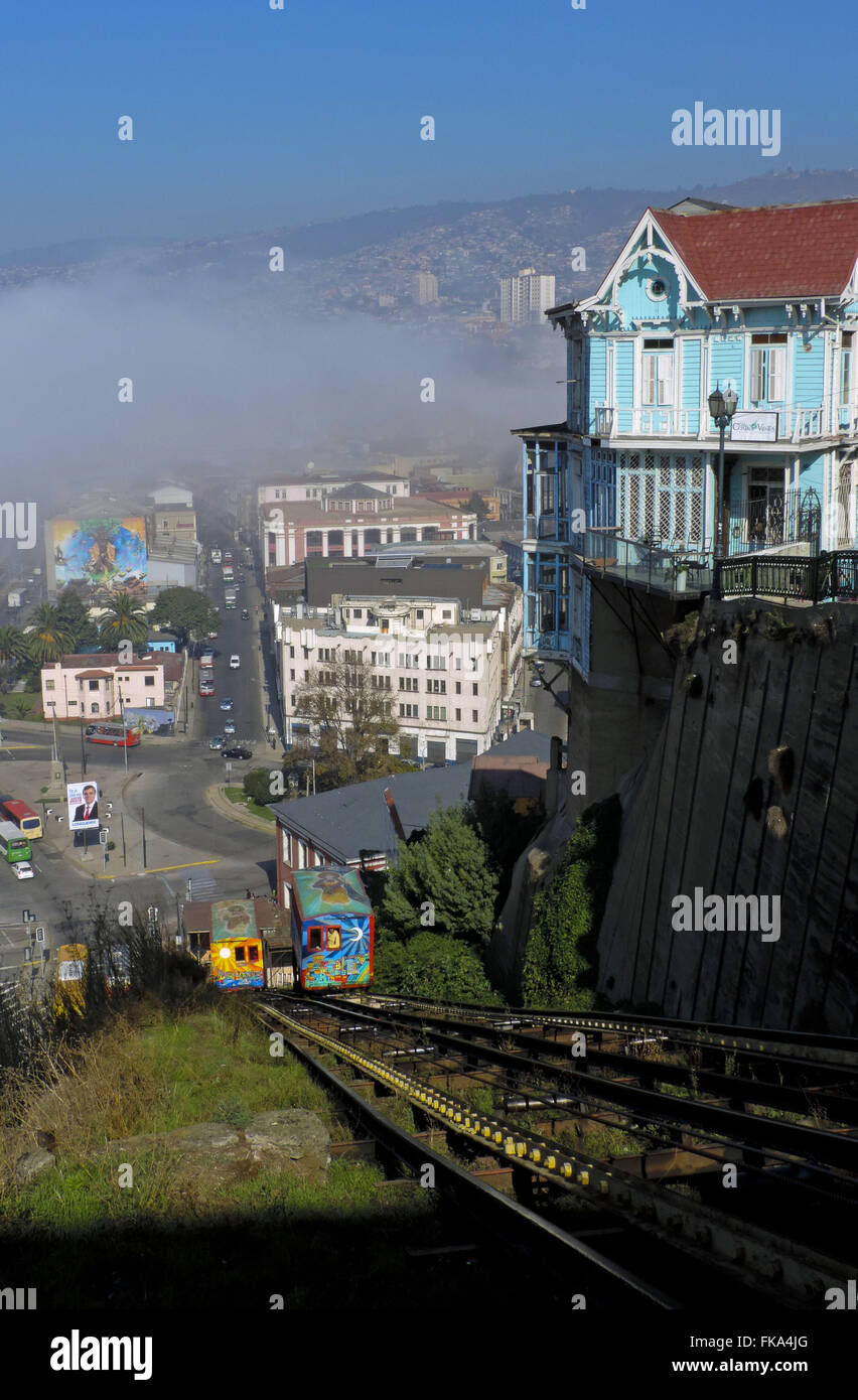 Artillería Lift neben der historischen Villa an den Hängen des Cerro Artillería Stockfoto