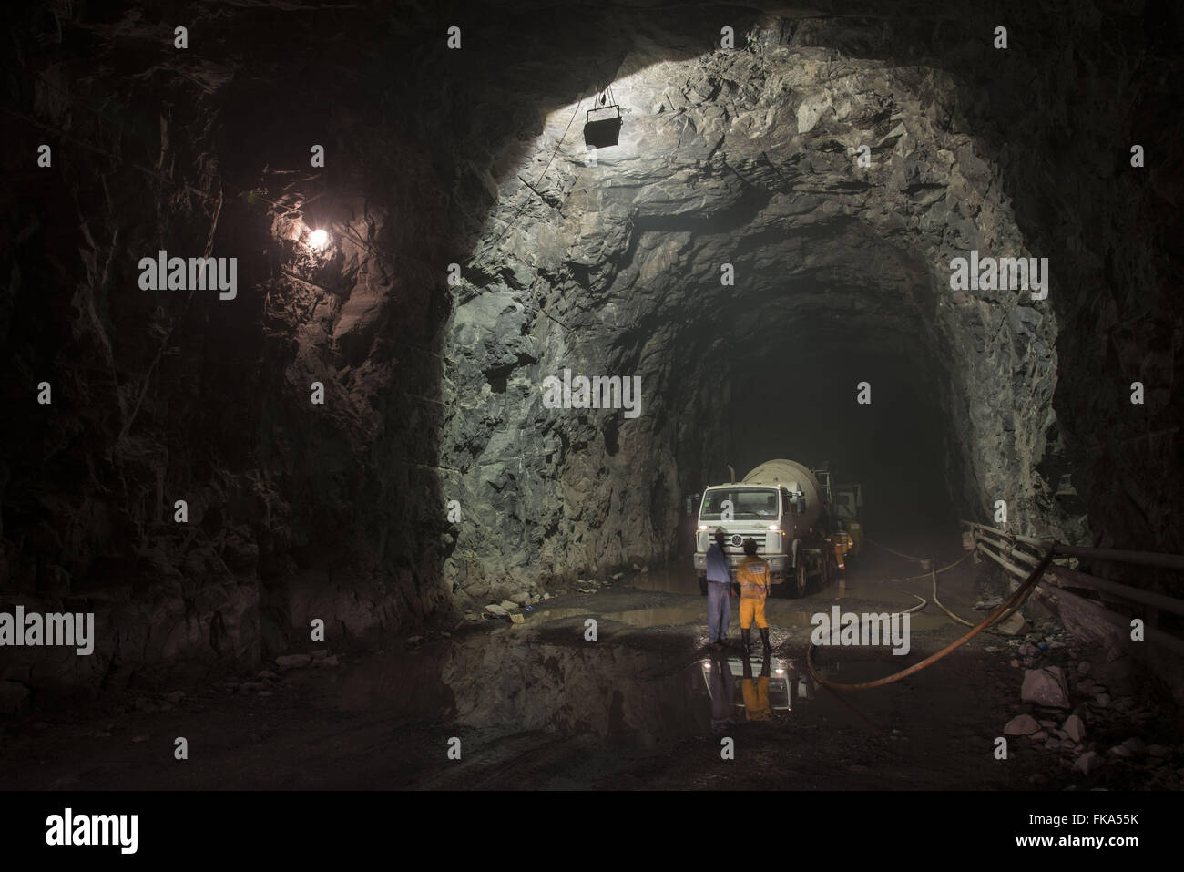 Arbeitet im Tunnel Cuncas I - River Transposition San Francisco Stockfoto