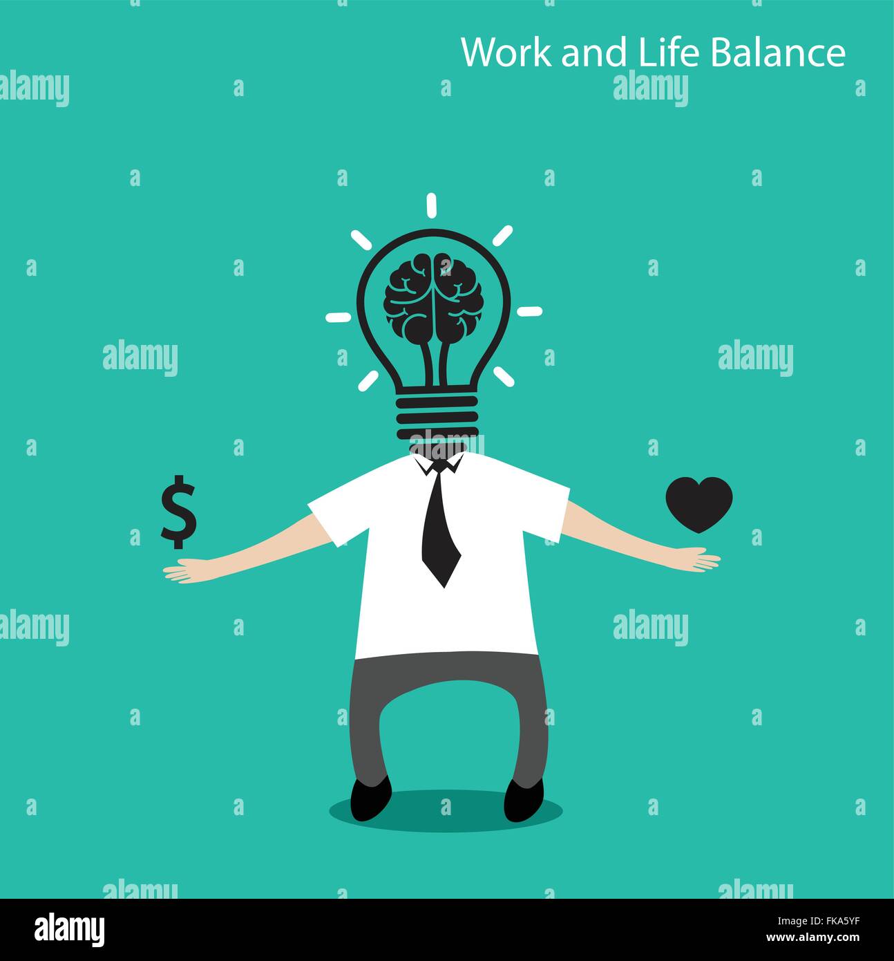 Arbeit und Leben-Balance-Konzept, Geschäftsmann Icon, Geschäftskonzept, Cartoon concept.vector Abbildung Stock Vektor