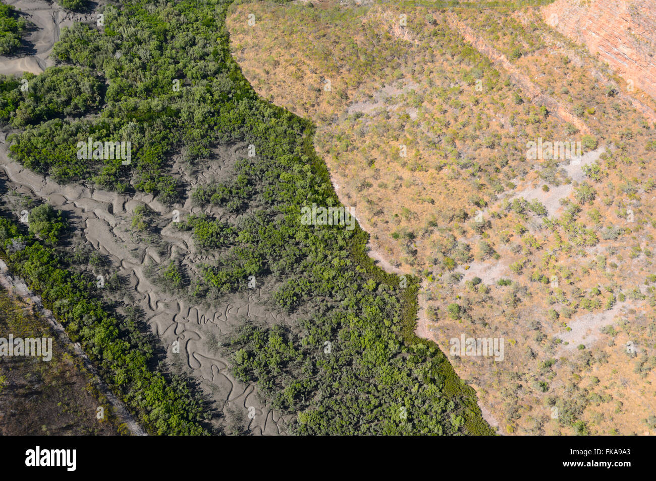 Luftaufnahme von Wattenmeer, Buccaneer Archipels, in der Nähe der horizontalen Fälle, die Kimberley Region, Western Australia, WA Stockfoto