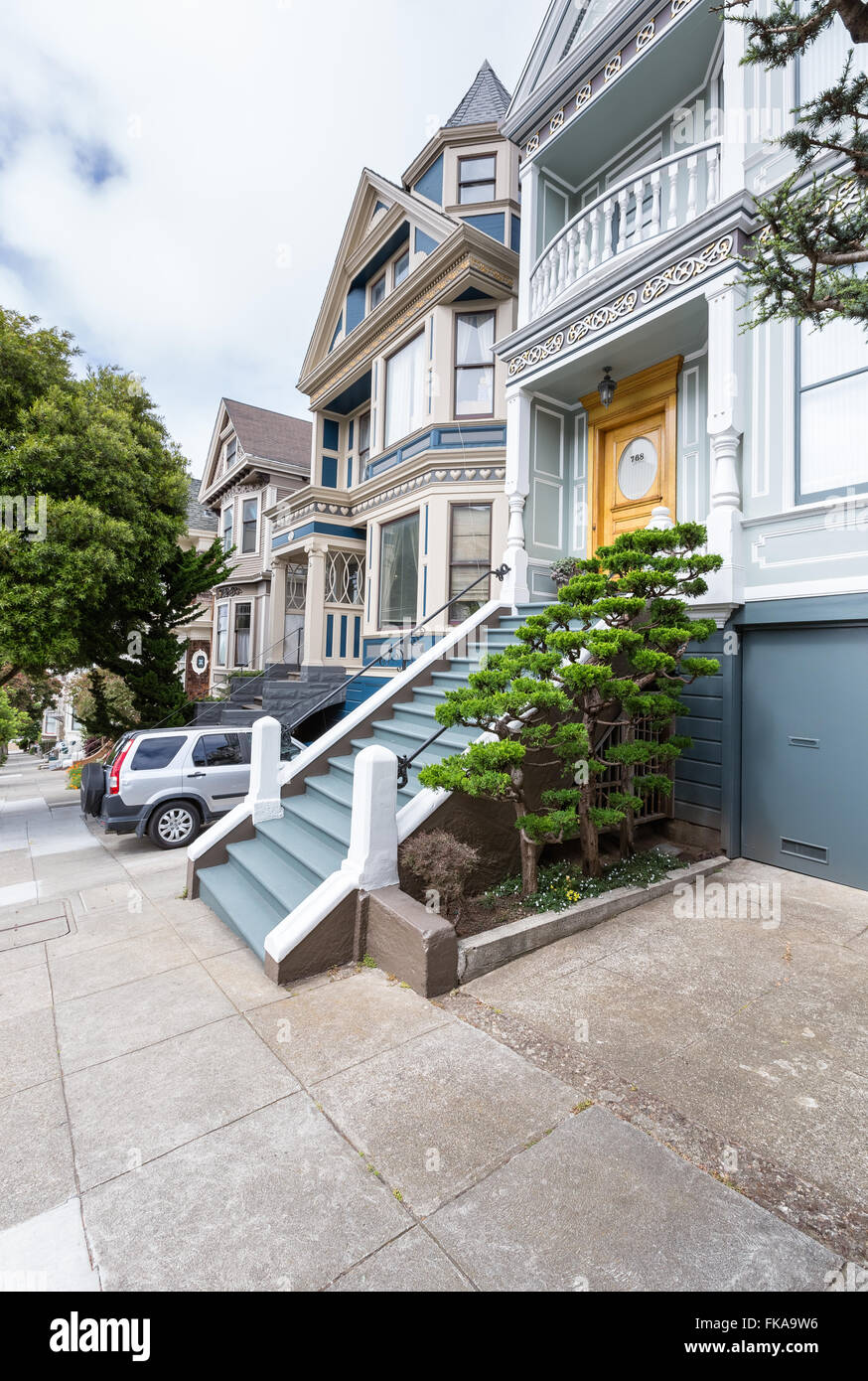 Alte Häuser von San Francisco, Kalifornien, Vereinigte Staaten von Amerika, Nordamerika Stockfoto
