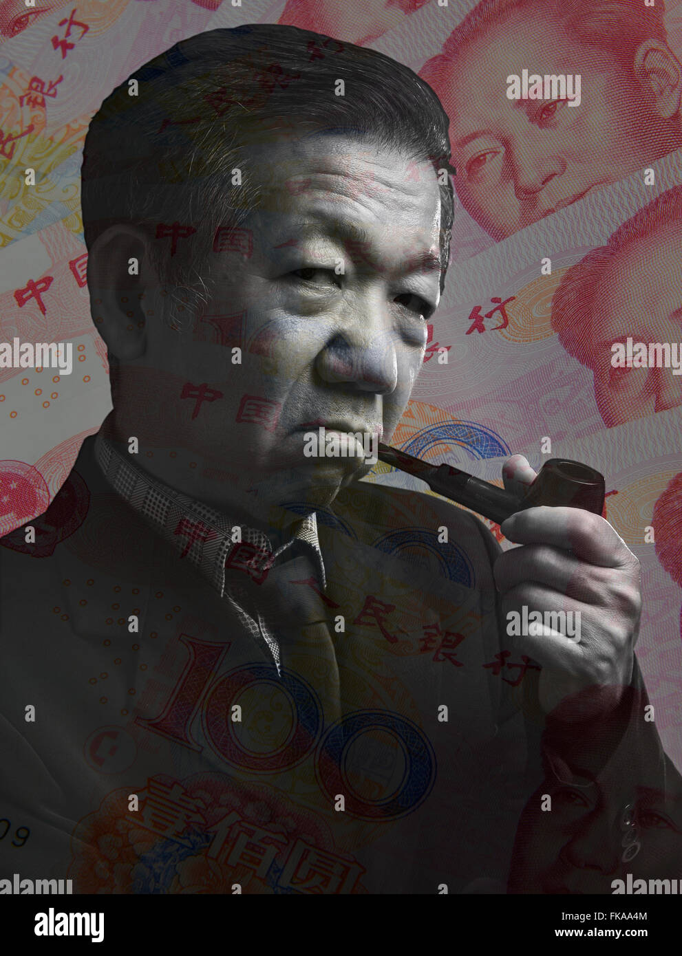 Chinesischer Geschäftsmann Finanzstrategie Krieg Stockfoto