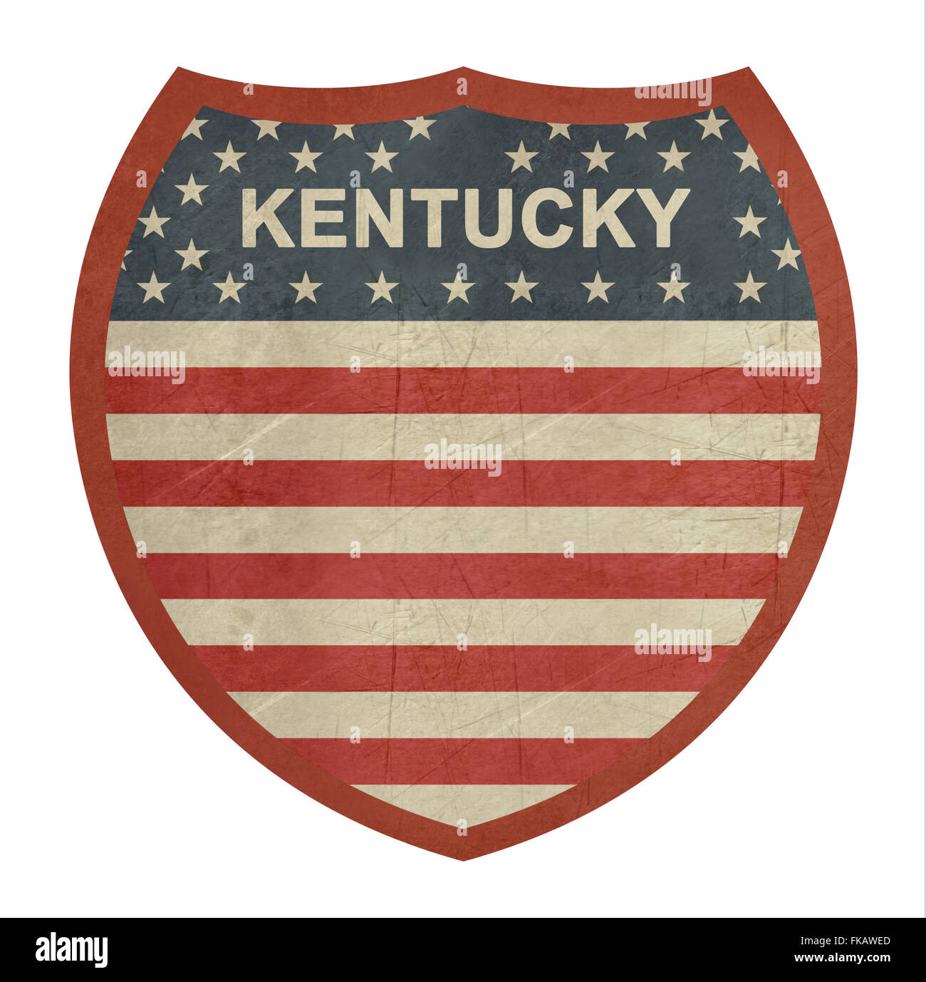 Grunge Kentucky amerikanischen interstate Highway Zeichen isoliert auf einem weißen Hintergrund. Stockfoto
