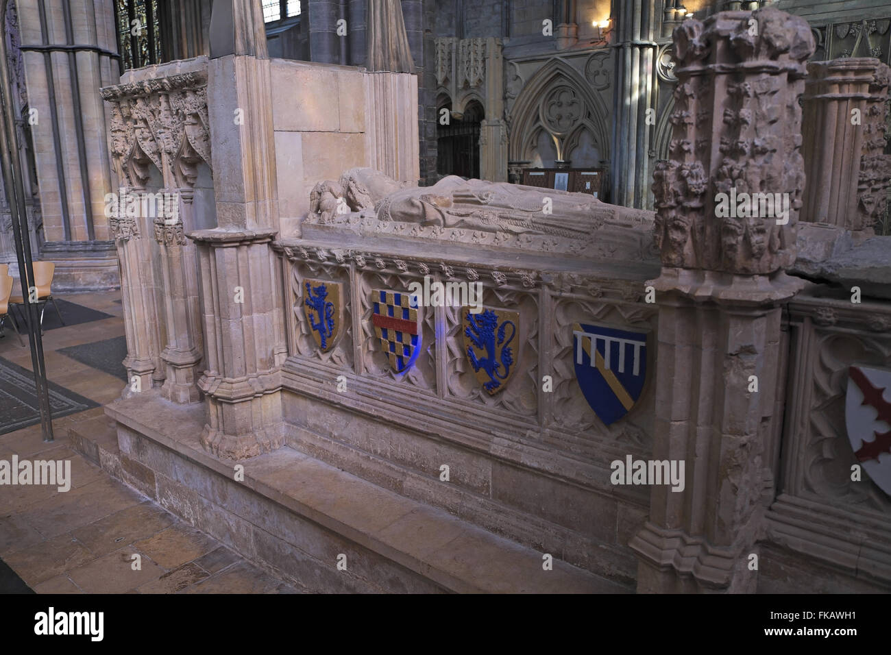 Grab von Bischof Henry burgherish, Engel Chor, die Kathedrale von Lincoln, Lincoln, Lincolnshire, England, UK. Stockfoto