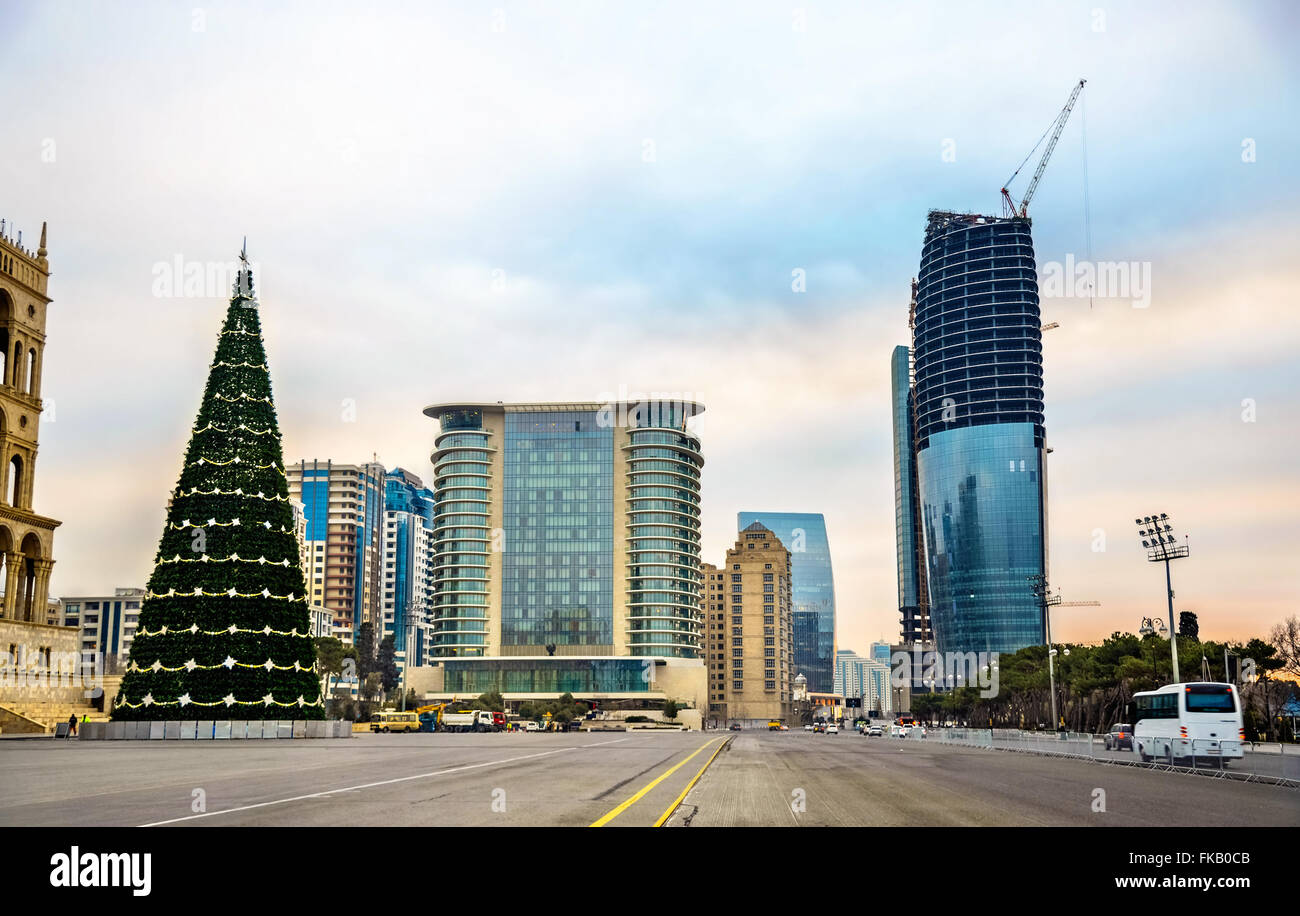 Azadliq Square von Baku, dem größten innerstädtischen Platz in Aserbaidschan Stockfoto