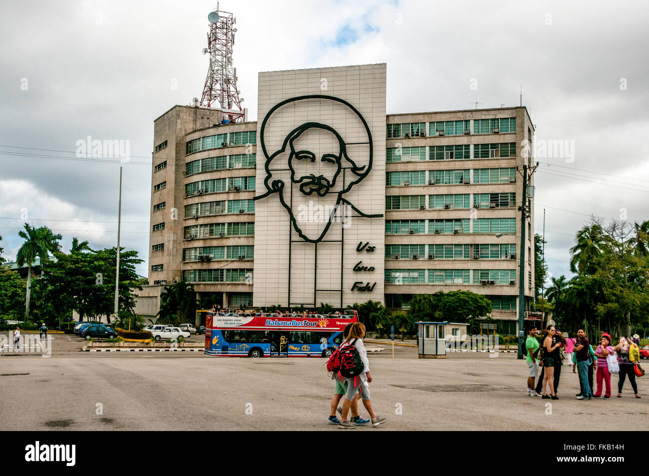Kuba, Havanna, Revolution quadratisches Kommunikationsministerium Gebäude Stockfoto