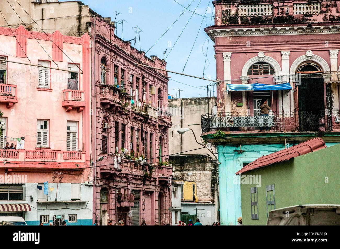 Kuba, Havanna Gebäuden bröckelt Stockfoto