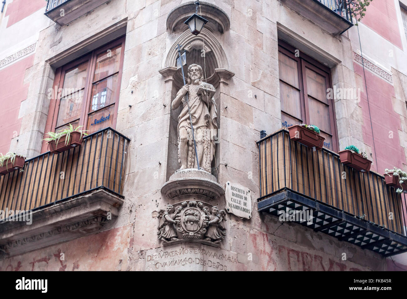 Religiöse Bild von San Juan Bautista, Barcelona. Stockfoto