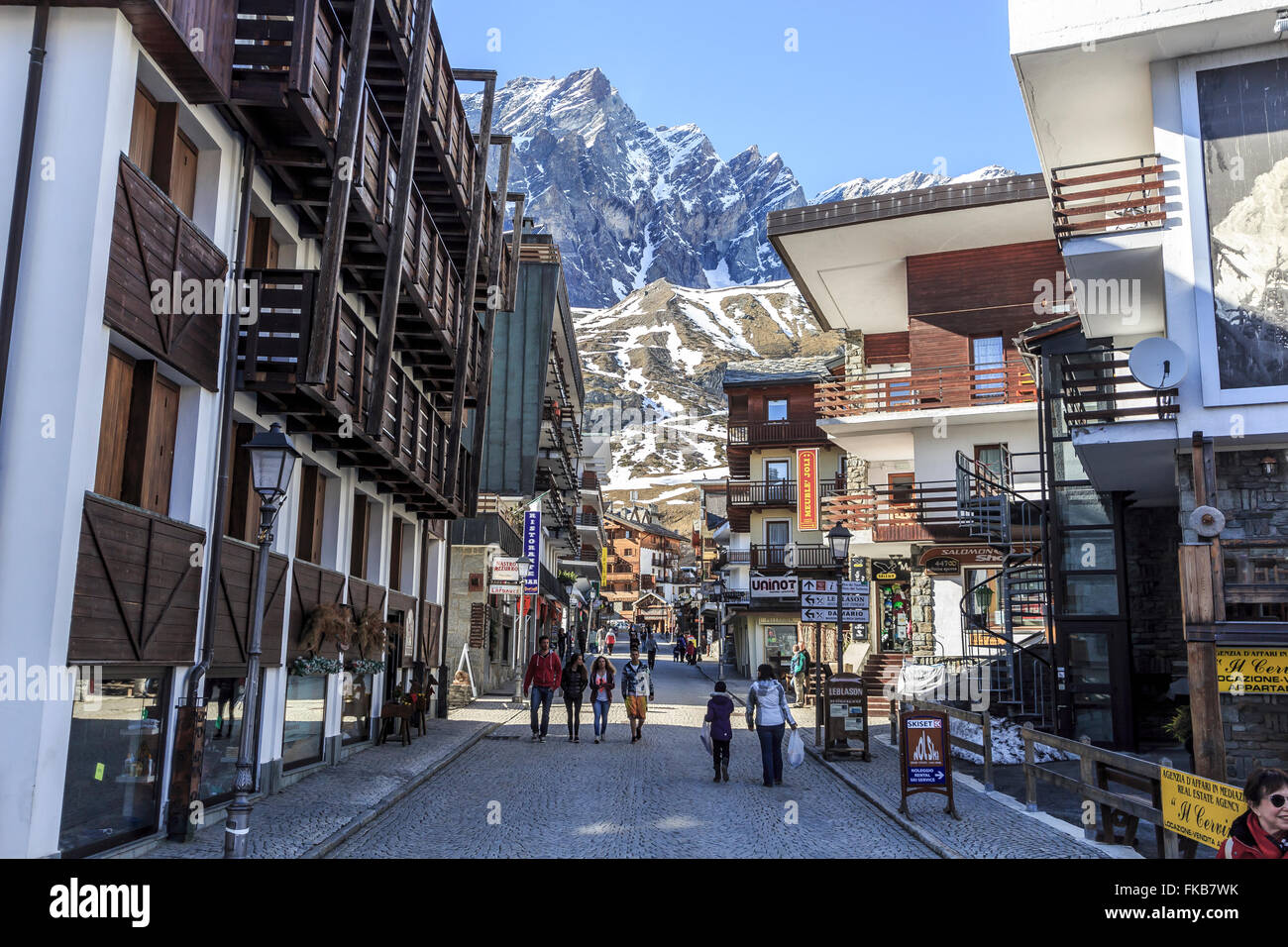 Breuil-Cervinia ist ein alpine Resort in der Region Aostatal von Nordwest-Italien Stockfoto