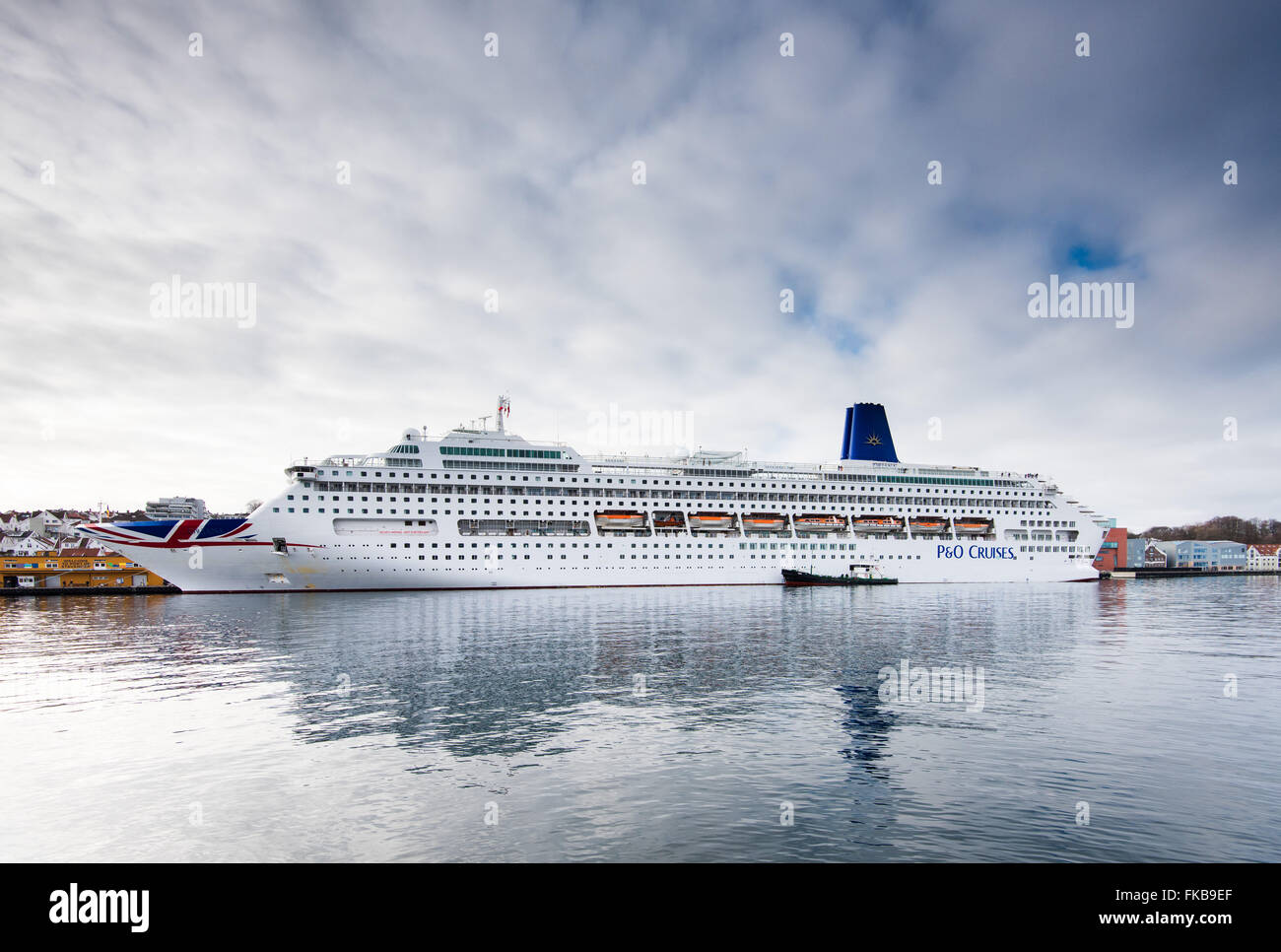 P & O Kreuzfahrtschiffes Oriana angedockt im Hafen in Stavanger, Norwegen. Stockfoto