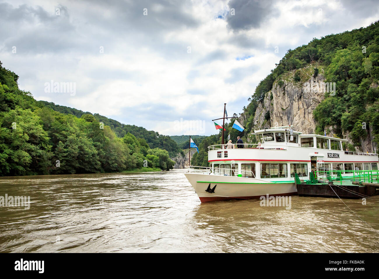 REGENSBURG, Bayern, Deutschland - ca. Juli 2015: Donau bei Regensburg Stockfoto