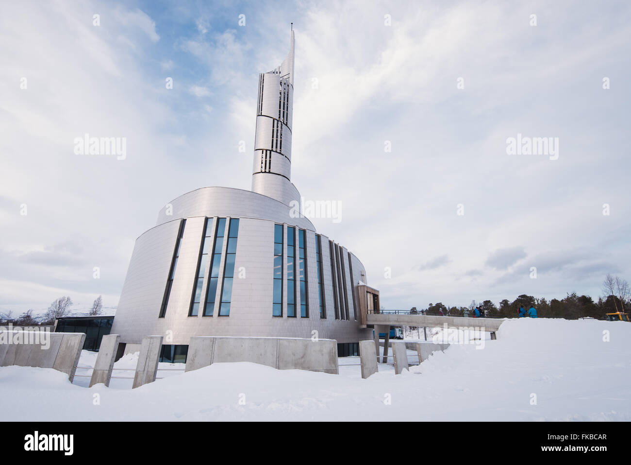 Die Nordlicht-Kathedrale (Nordlyskatedralen - Alta Kirke) in Alta, Norwegen. Stockfoto