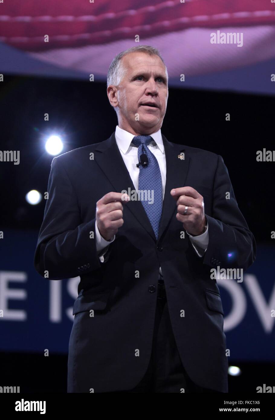 US-Senator Thom Tillis von North Carolina während der amerikanischen Konservativen Union CPAC Jahreskonferenz am National Harbor 3. März 2016 in Oxon Hill, Maryland. Stockfoto