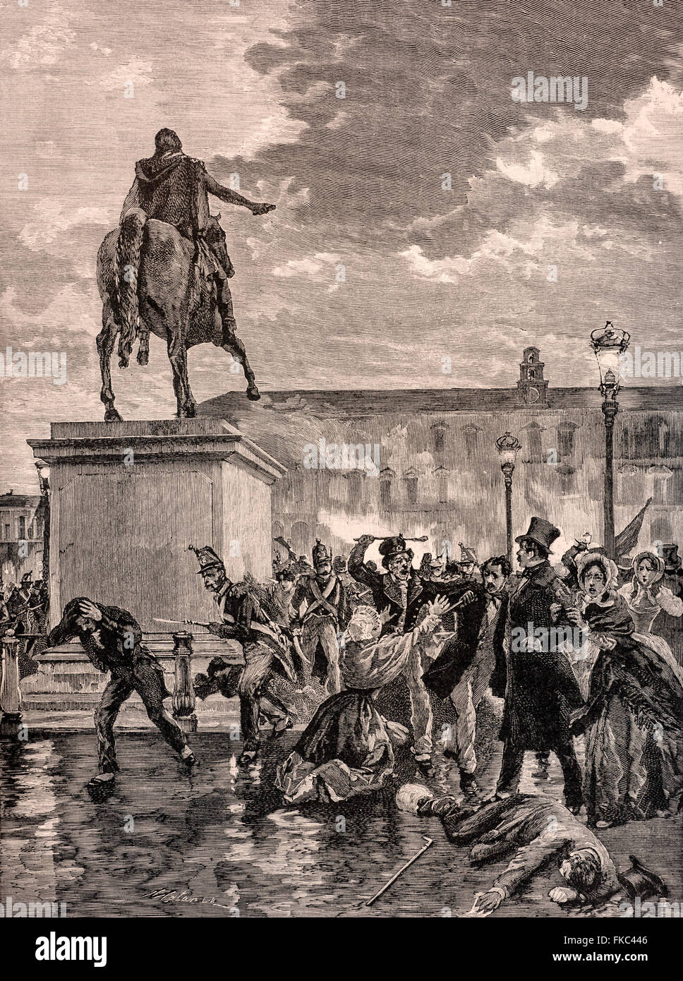 Italienischen Risorgimento Demonstration von Neapel am Abend des 14. Dezember 1847 Stockfoto