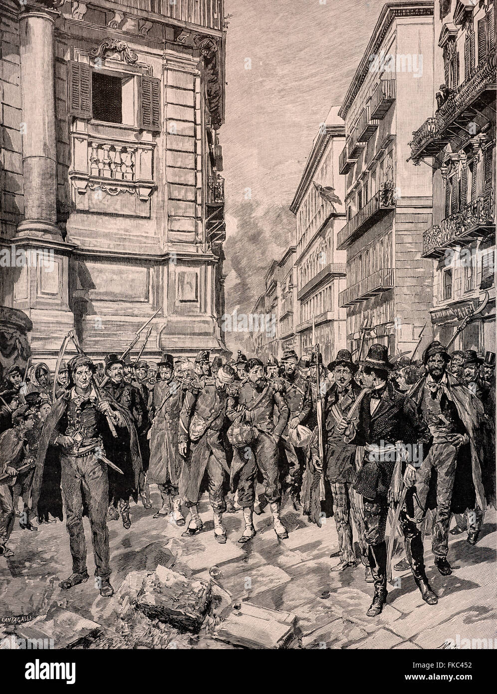 Italienischen Risorgimento-Gefangenen Regia durch die Straßen von Palermo 12. Januar 1848 Stockfoto