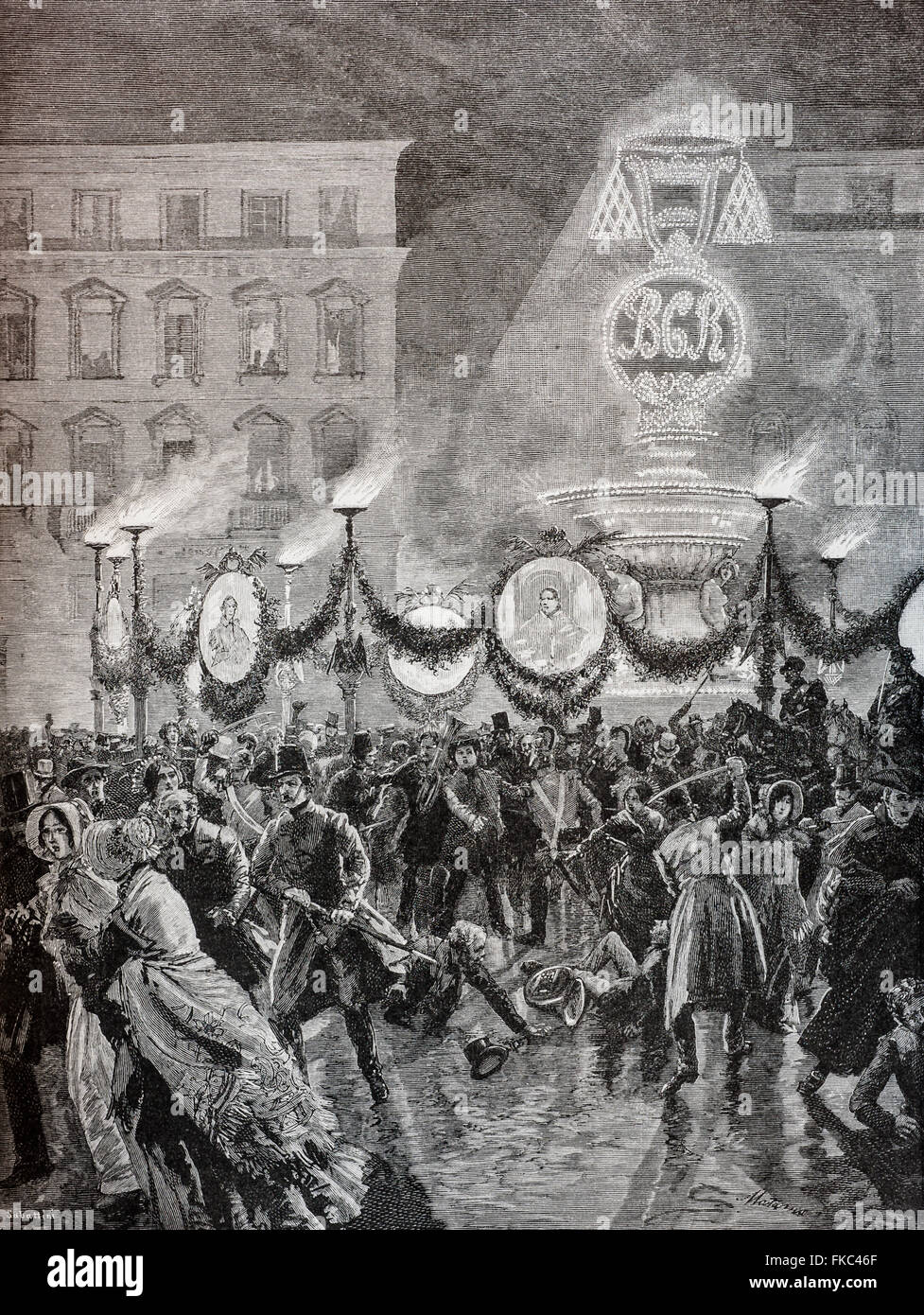 Italienischen Risorgimento am Abend des 8. September 1847 in Mailand Stockfoto
