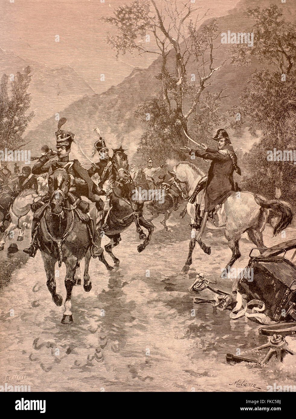Italienischen Risorgimento Schluchten 7. März 1821 - Guglielmo Pepe in Antrodoco Stockfoto