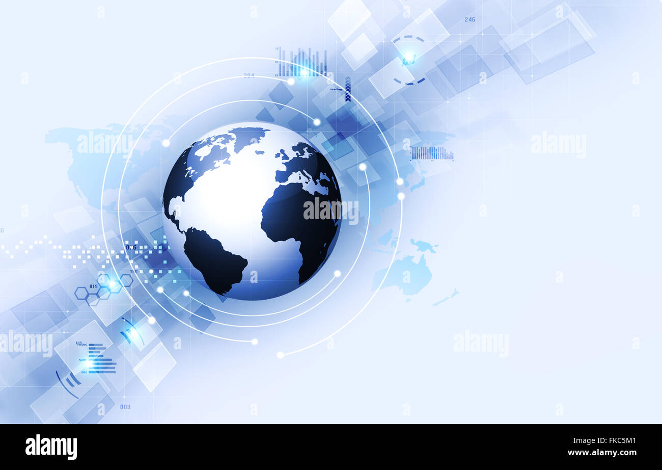 abstrakte Technologie Verbindungen Konzept Blau Webinterface Stockfoto