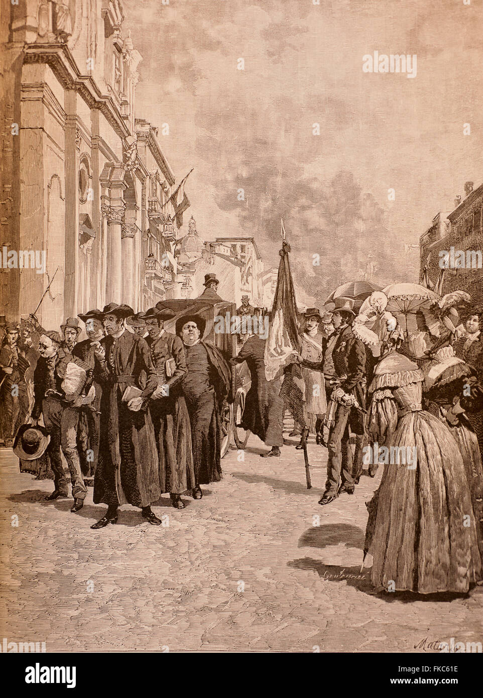 Italienischen Risorgimento 12. Februar 1831 Vertreibung der Jesuiten aus Modena Stockfoto