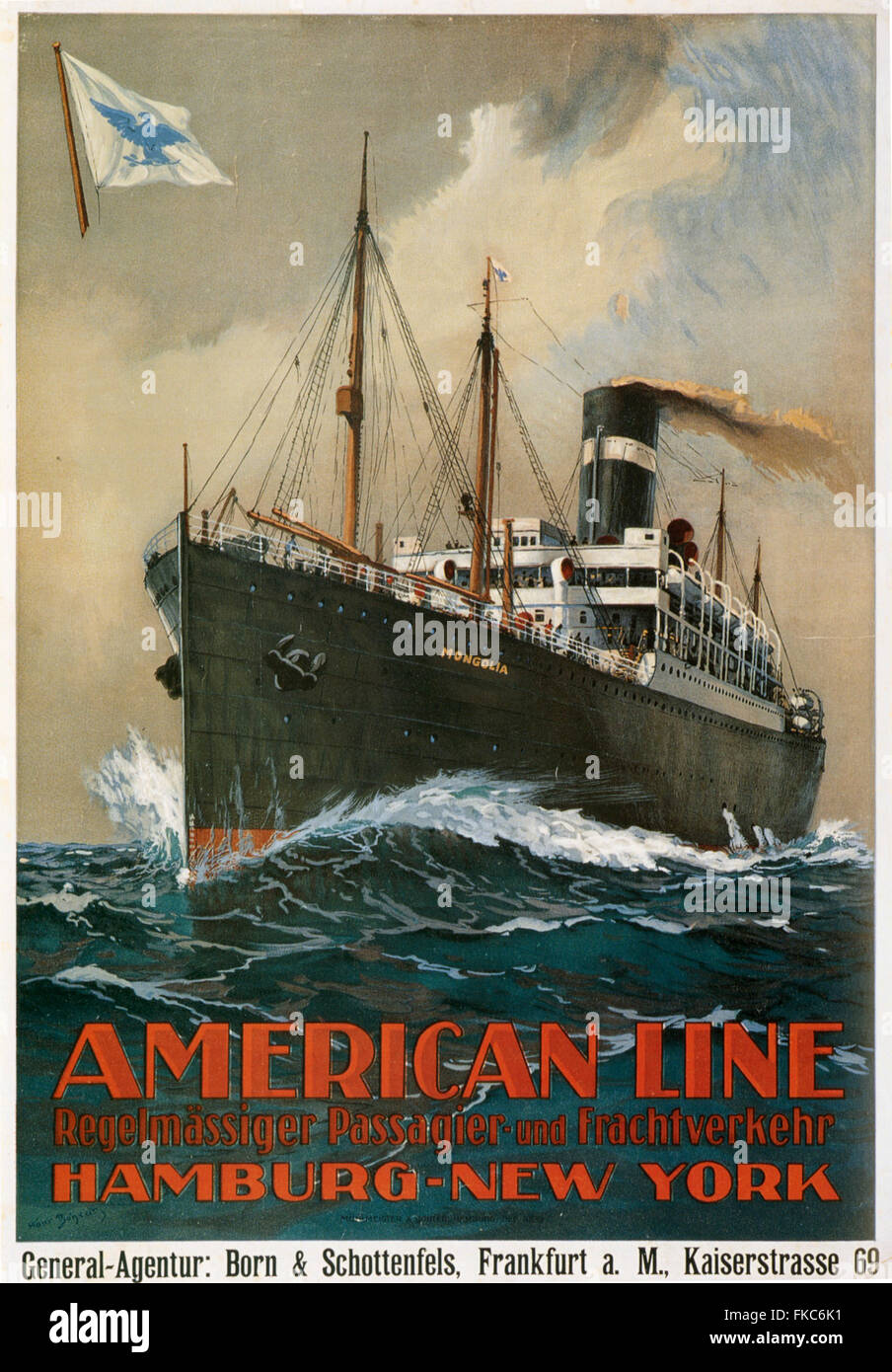 1920er Jahre UK-American-Line-Poster Stockfoto