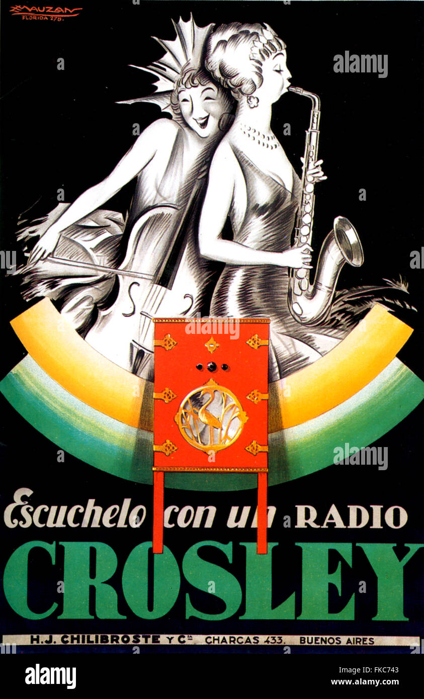 1920er Jahre Argentinien Crosley Poster Stockfoto