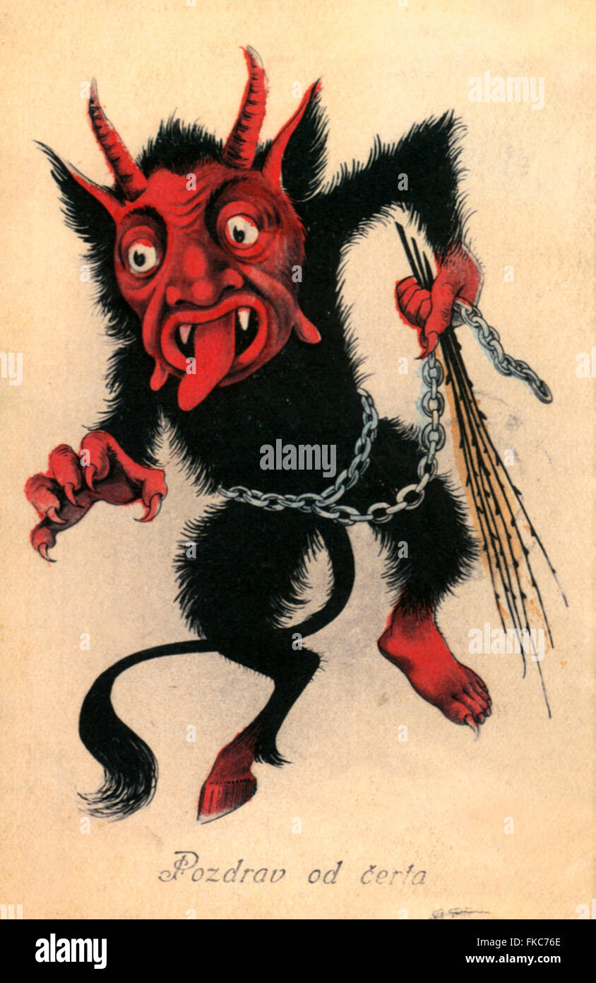 1900er Jahre Deutschland Krampus Teufel Postkarten Poster Stockfoto